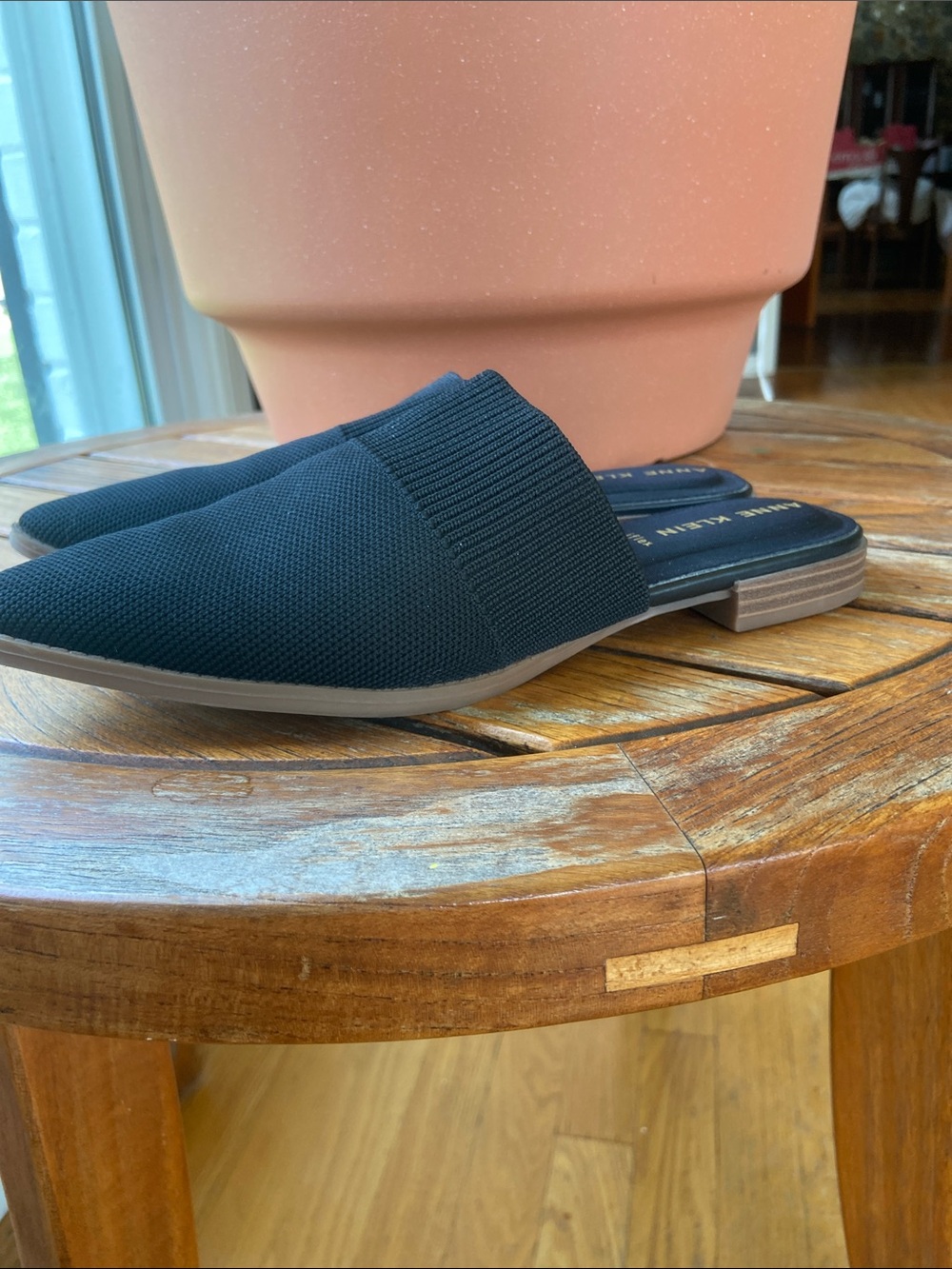 Anne Klein IFlex Black Pointed Knit Mules Size 7 - Picture 7 of 8